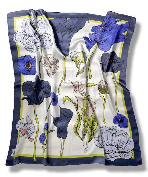 100% hedvábný šátek SILKY® | Květy | 100x100 cm